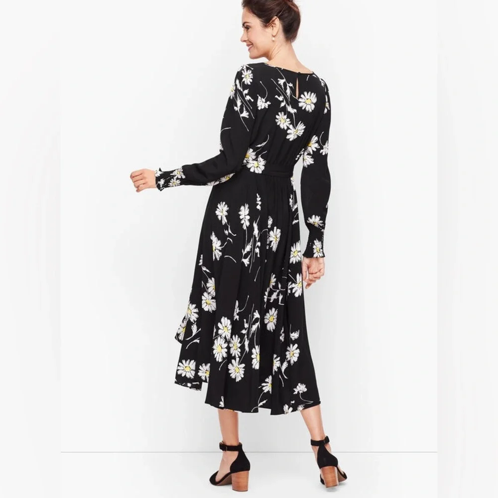 NWT Talbots Black Vintage Style Daisy Fit and Flare Dress Size 6 - Picture 2 of 13